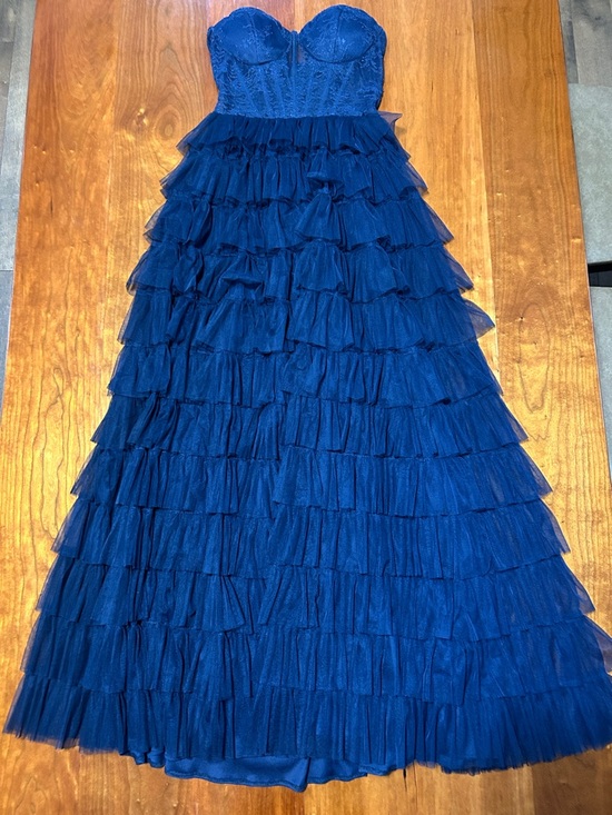Windsor Dresses & Skirts - Windsor Navy Strapless Tiered Ruffle Prom Gown